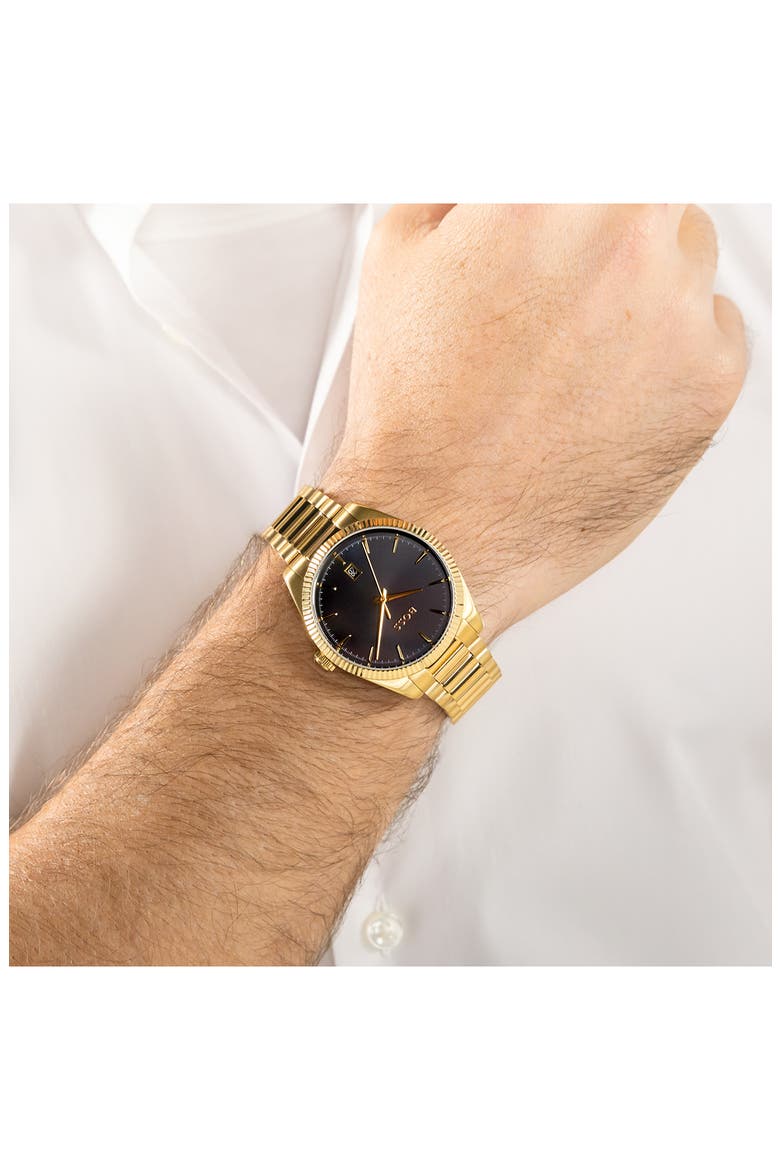 Cheswick Goldtone Bracelet Watch, 40mm, Alternate, color, BLACK