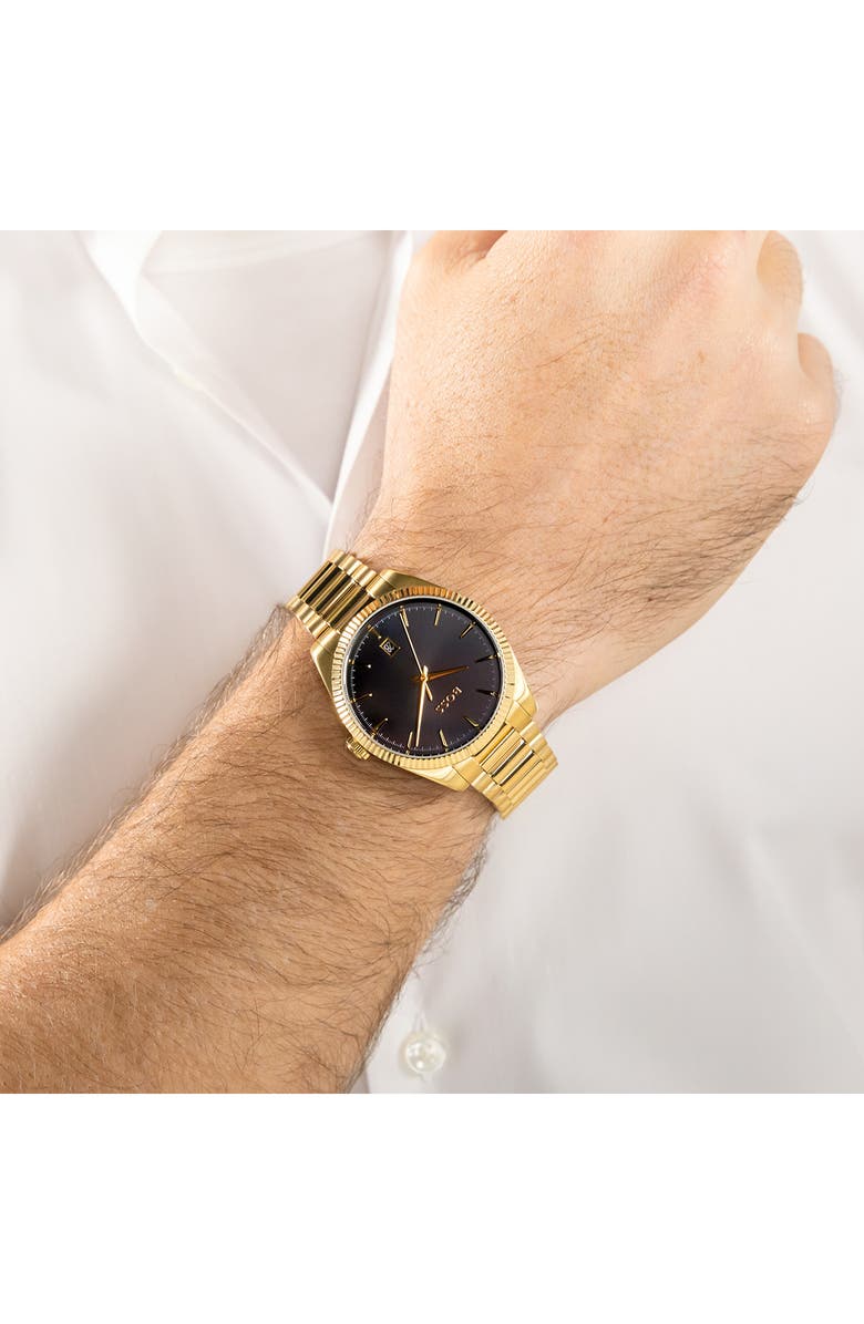 BOSS Cheswick Goldtone Bracelet Watch, 40mm, Alternate, color, Black