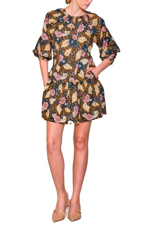 Print Poplin Babydoll Dress