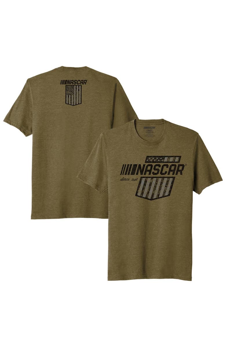 NASCAR Men's NASCAR Heather Green Flag T-Shirt, Main, color, Heather Green