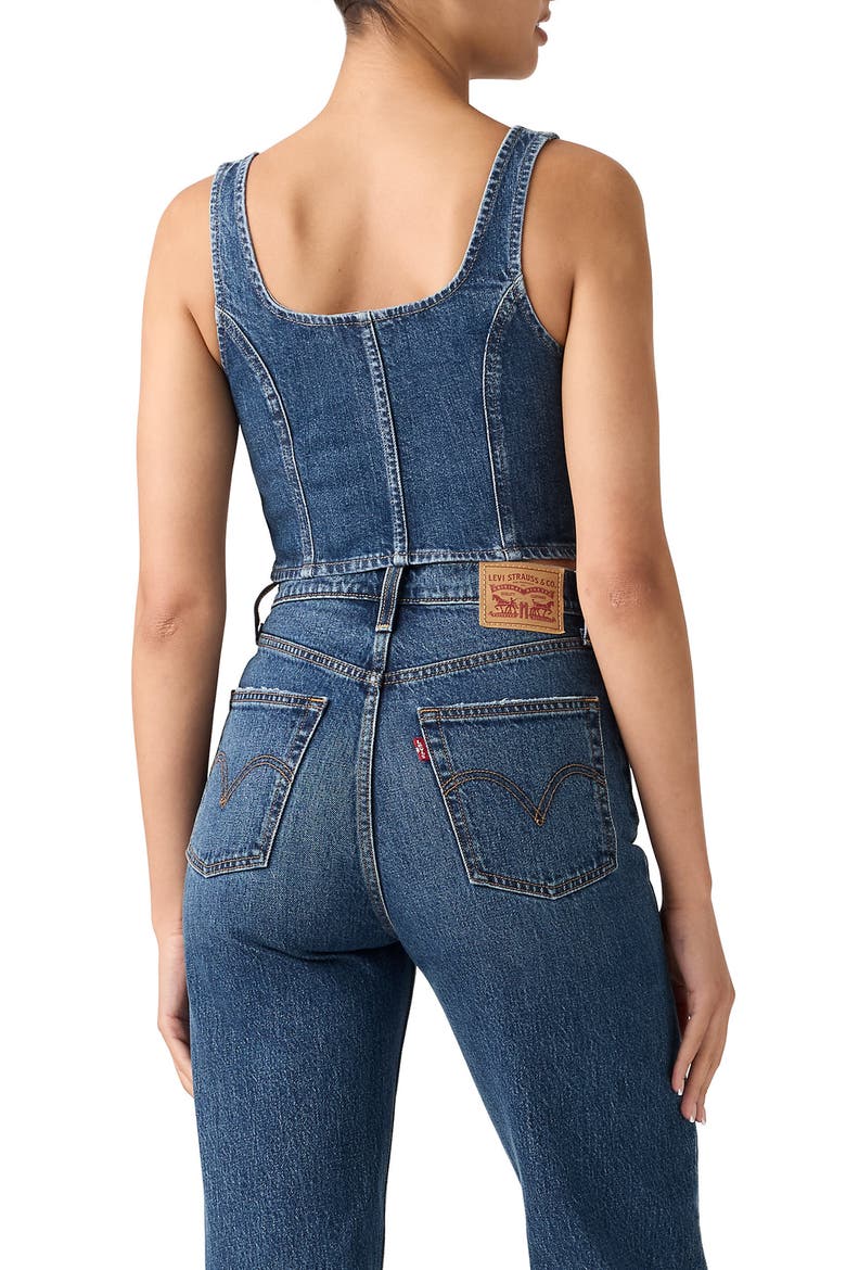 Zip Corset Denim Top, Alternate, color, SHES SO VAGUE