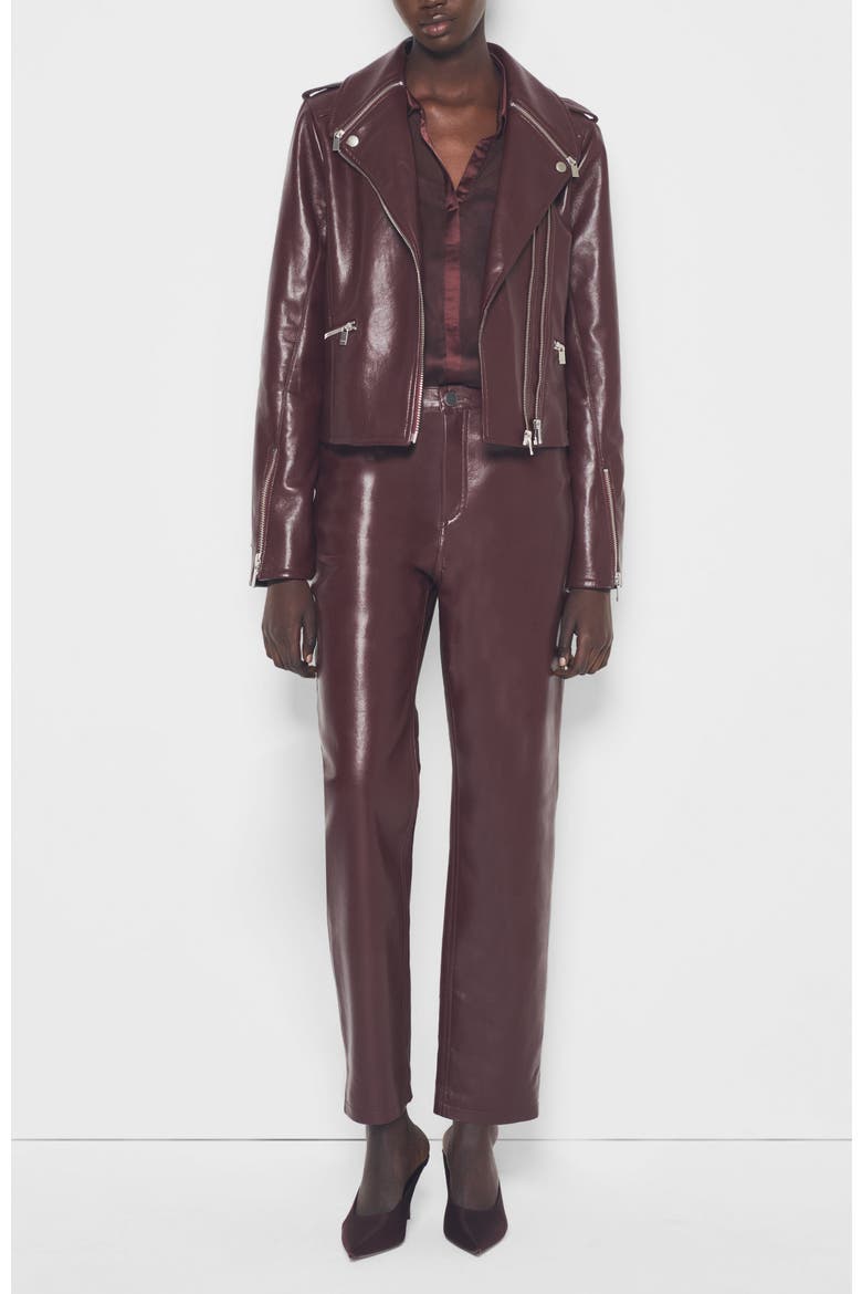 Cindy Recycled Leather Slim Jeans, Main, color, Port Wine