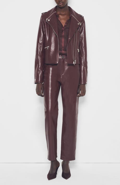 As By Df Cindy Recycled Leather Slim Jeans In Port Wine In Burgundy