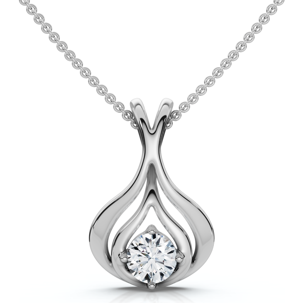 Bliss Diamond 1/5ct Solitaire Lotus Diamond Pendant 14k Gold 18" Necklace Lab Grown In Gold