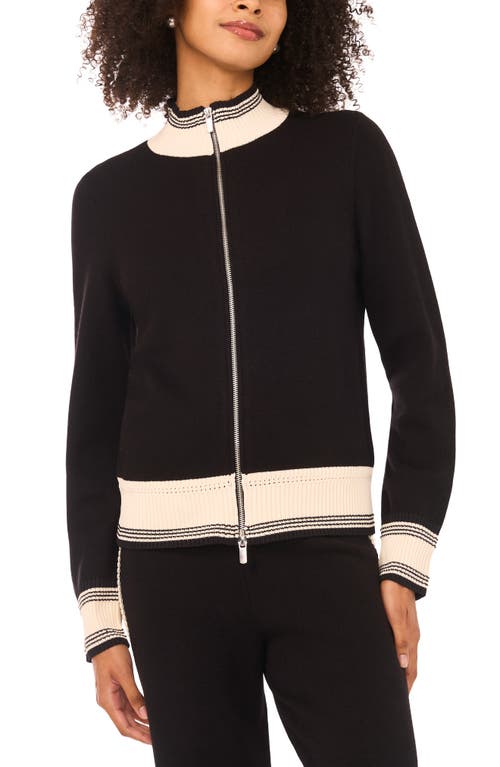 Vince Camuto Contrast Trim Track Jacket In Brown