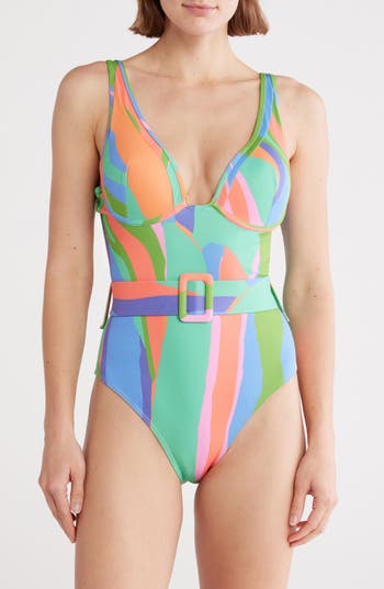 Hutch Underwire Belted One-piece Swimsuit In Multi