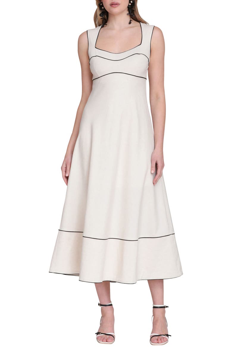 Avec Les Filles Contrast Pipe Midi Dress, Main, color, Cream