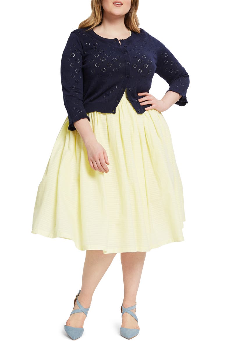 Ruffle Sleeve Crop Cardigan, Alternate, color, NAVY