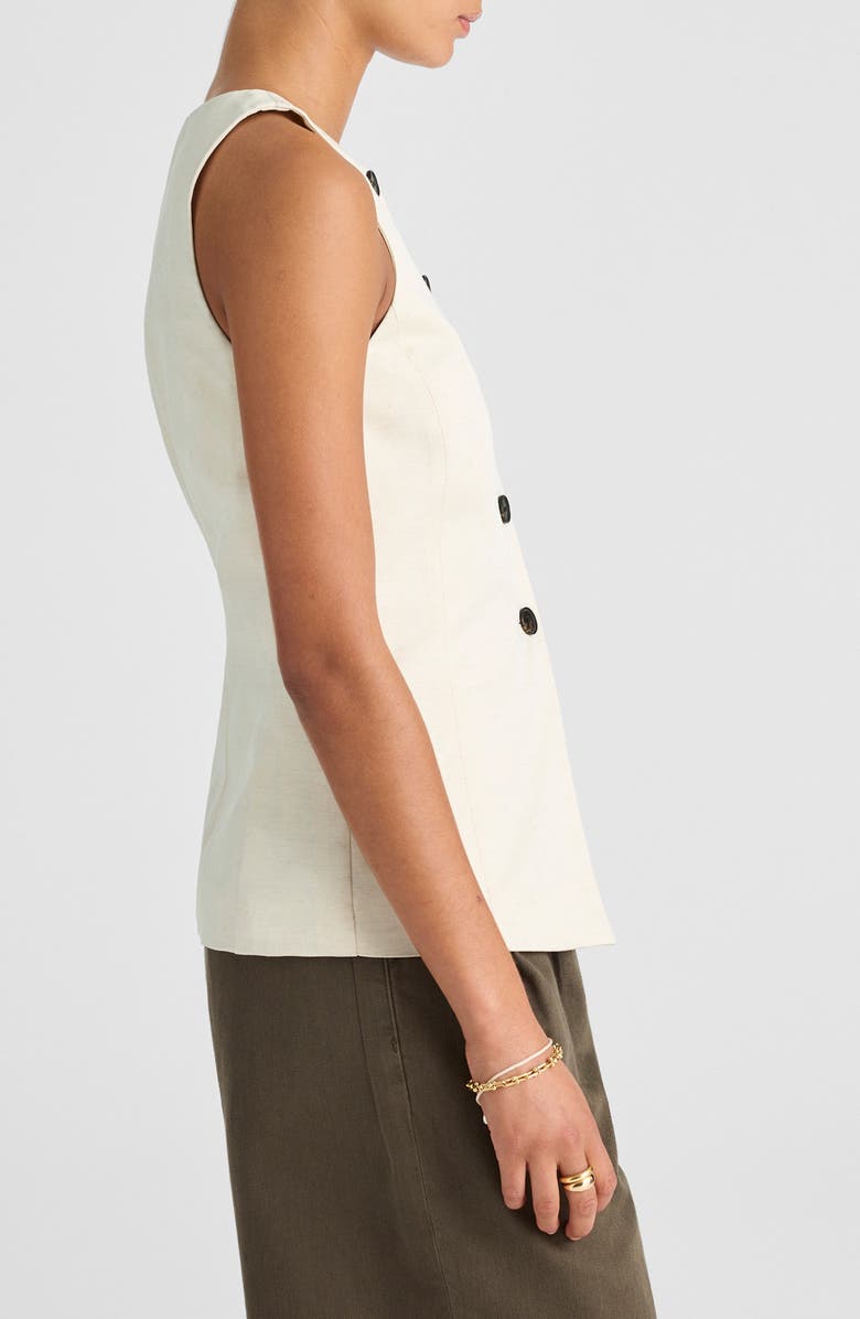 Madewell Crewneck Cutaway Drapey Twill Vest, Alternate, color, Vintage Ivory