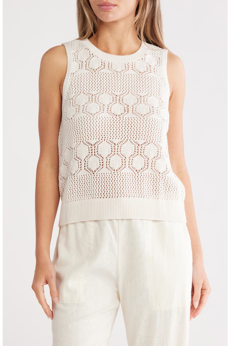 Honore Cotton Crochet Tank, Main, color, MOONSTONE