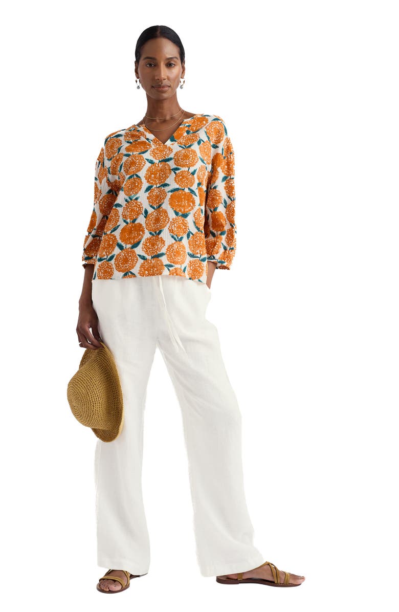 Seasalt Cornwall Streamlet Floral Print Cotton Blend Top, Alternate, color, Painted Marigold Chalk