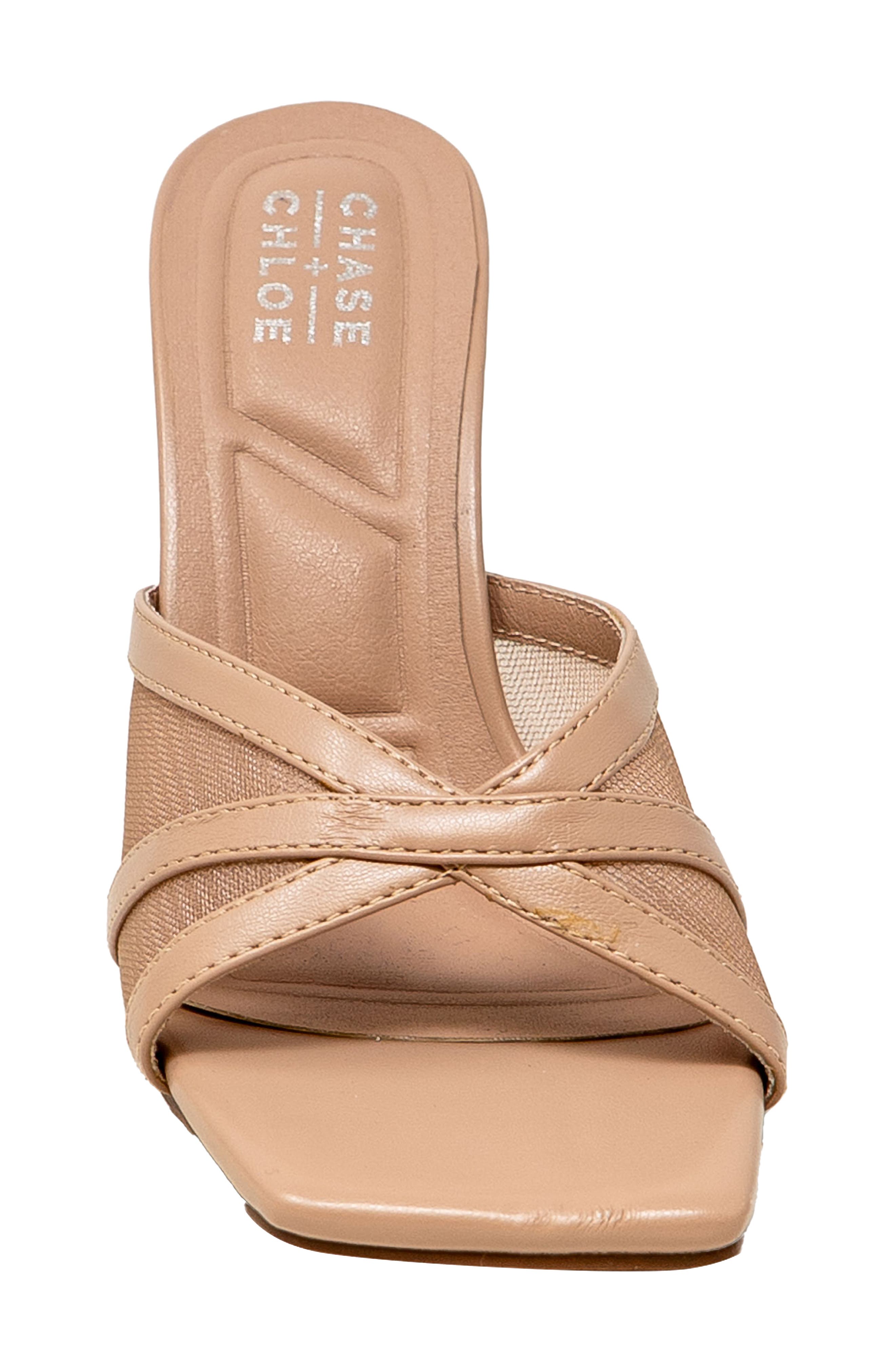 Mesh Mule Stiletto Sandal, Alternate, color, BEIGE PU