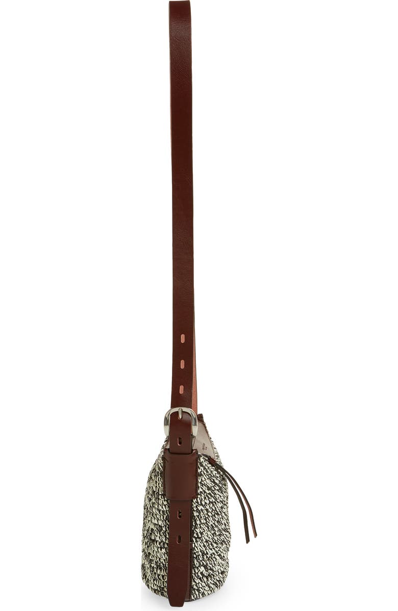rag & bone Belize Mini Straw & Leather Bucket Bag, Alternate, color,