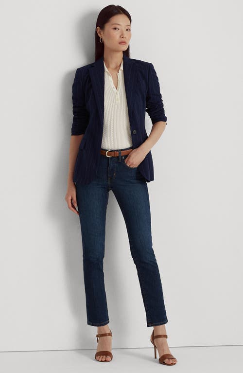 Ralph Lauren Lauren Mid Rise Straight Leg Jeans In Deep Royal Wash Denim