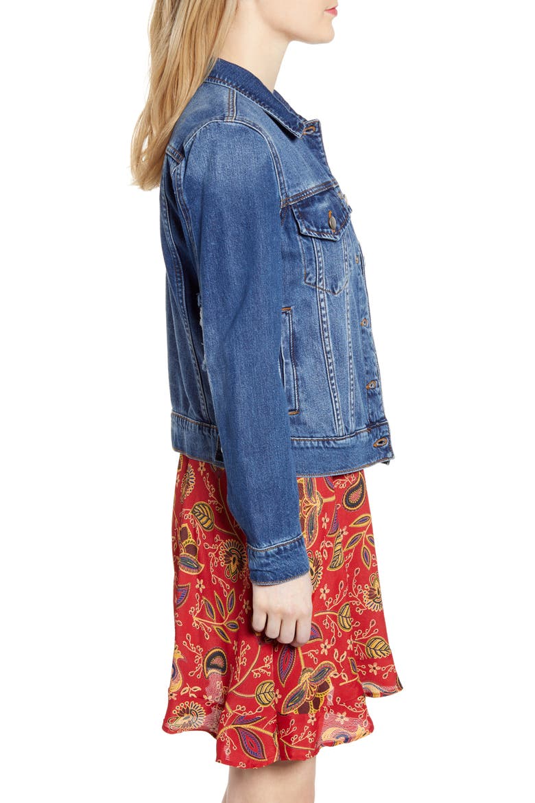 Ripped Denim Jacket, Alternate, color, ARCHE