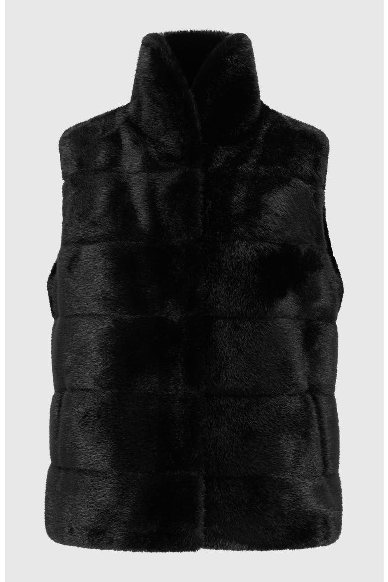Fur-Free Mink Faux Fur Vest, Alternate, color, BLACK