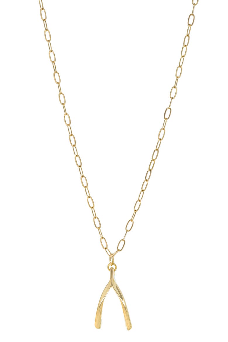 Willa Wishbone Pendant Necklace, Main, color, GOLD PLATED
