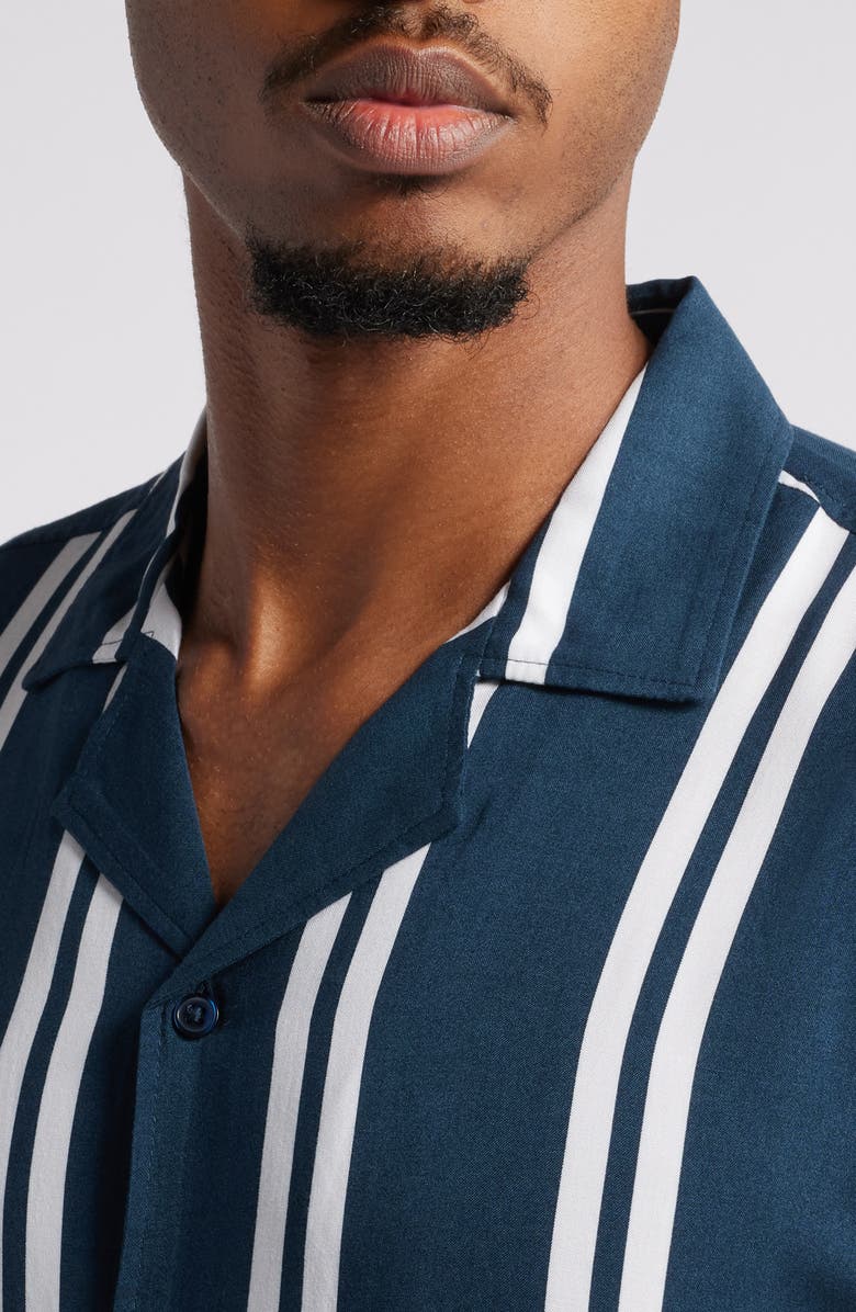 Open Edit Ray Stripe Camp Shirt, Alternate, color, 