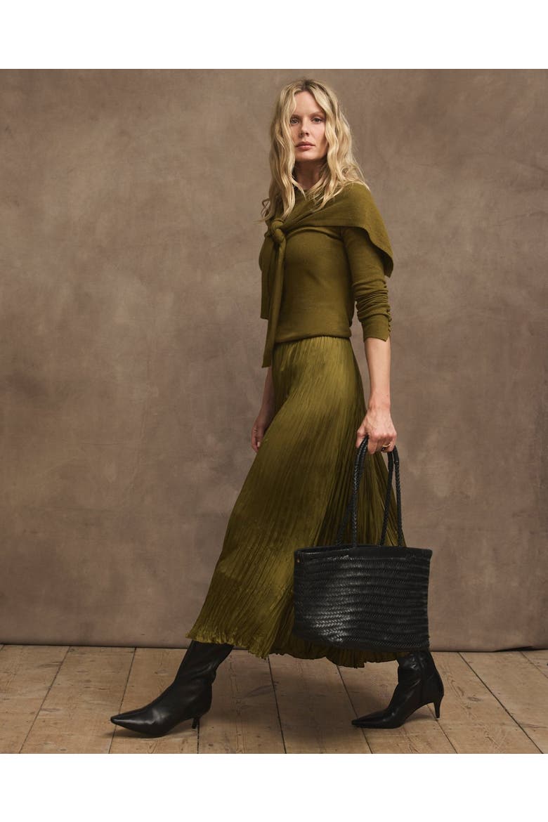 Crinkle Maxi Skirt, Alternate, color, Green