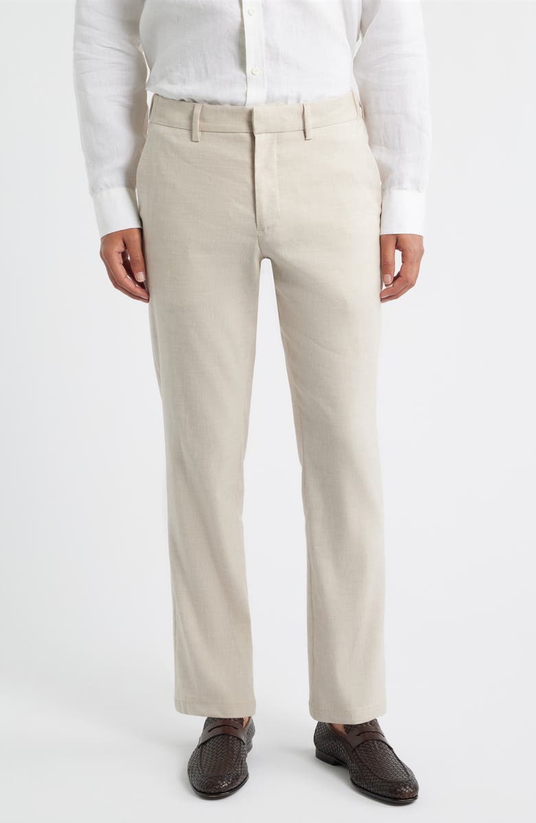 Nordstrom Linen Blend Flat Front Pants, Main, color, Grey Moonbeam - White