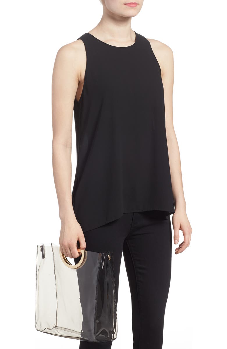 BP. Mini Translucent Metal Handle Bag, Alternate, color,