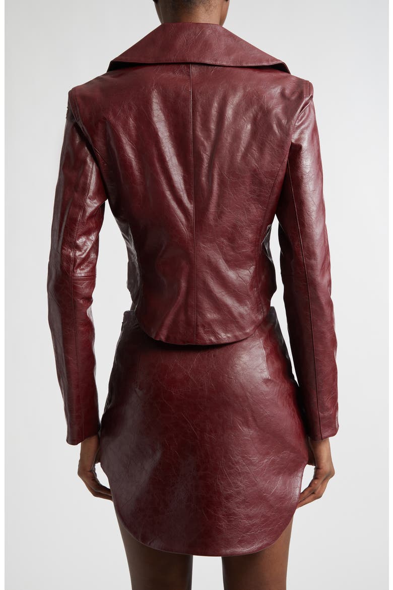 G-Ameck Faux Leather Crop Jacket, Alternate, color, BORDEAUX