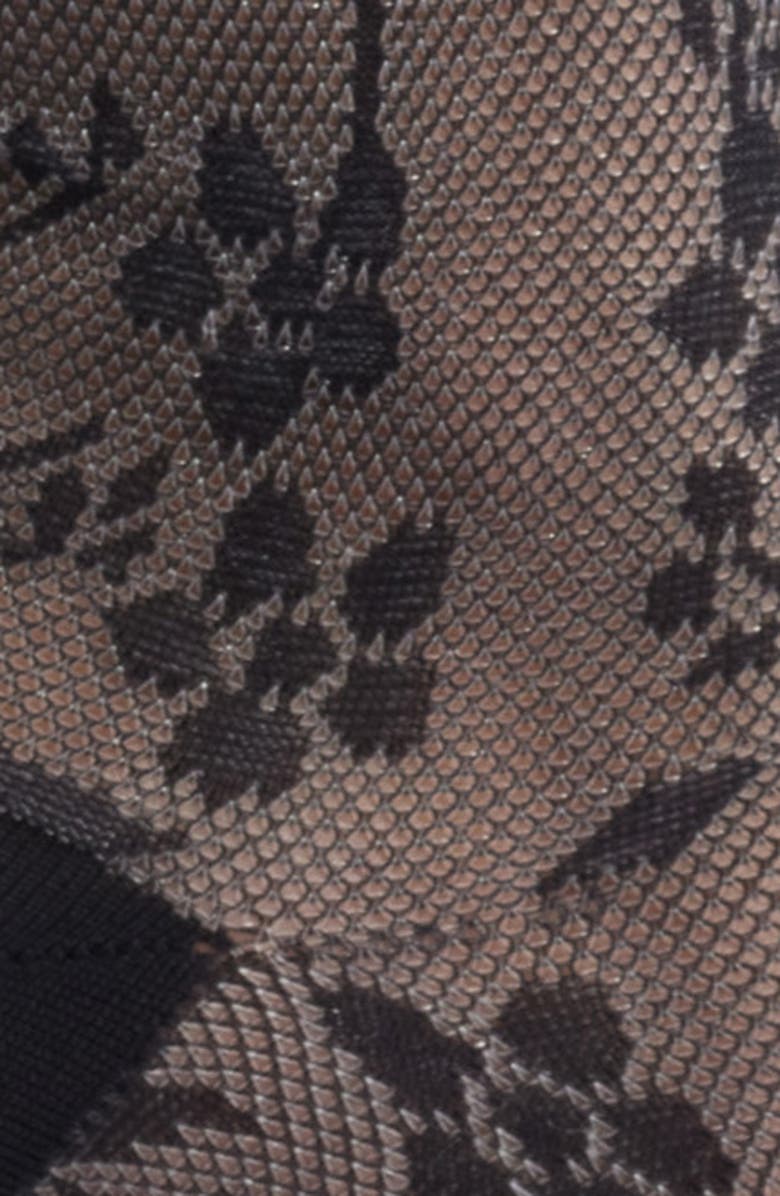 Nordstrom Floral Fishnet Crew Socks, Alternate, color, Black