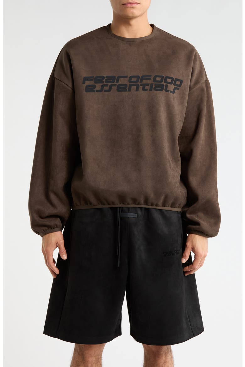 Modern Sueded Fleece Logo Graphic Sweatshirt, Main, color, BROWN