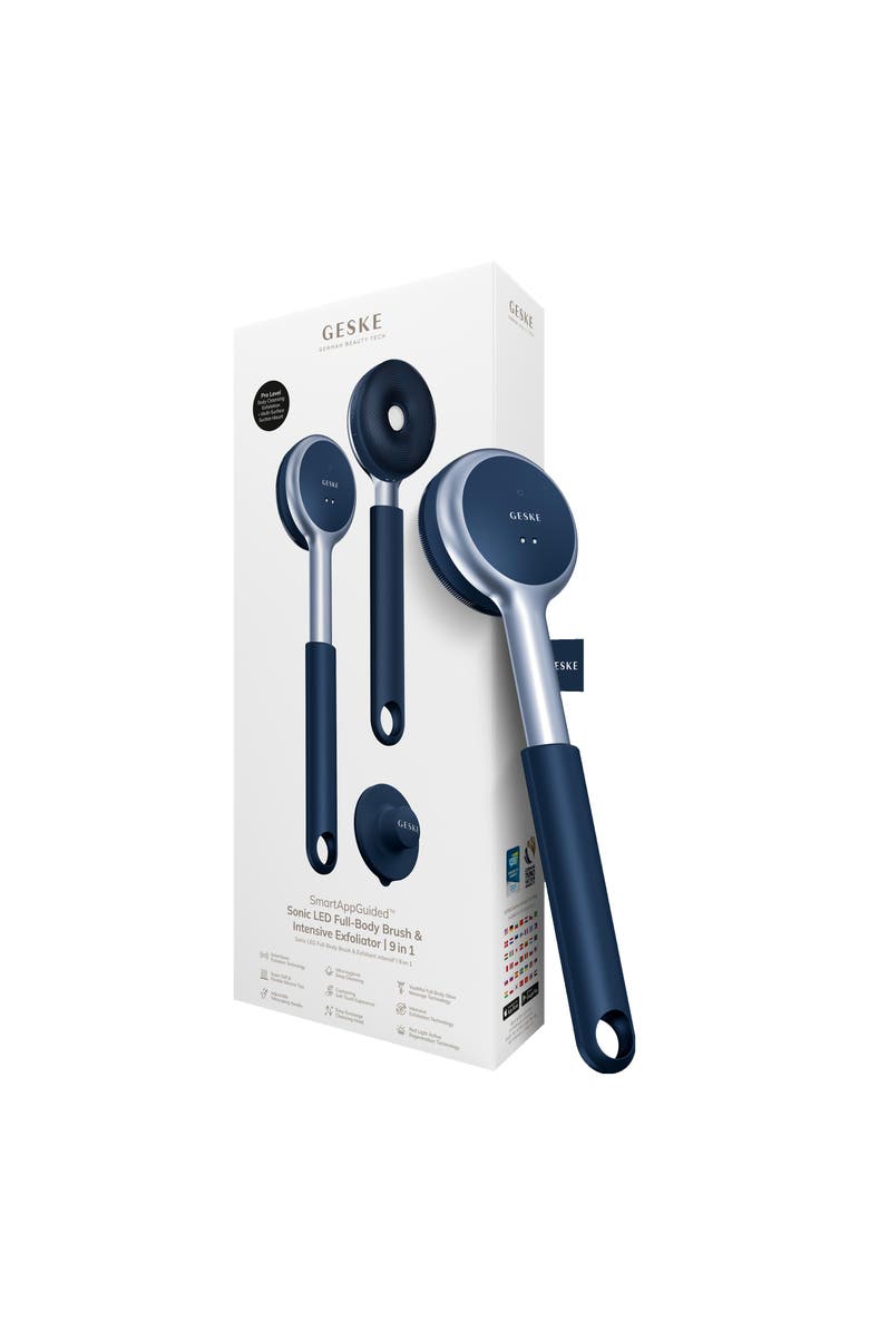 GESKE SmartAppGuided Sonic LED Full-Body Brush & Intensive Exfoliator | 9 in 1, Main, color, Black