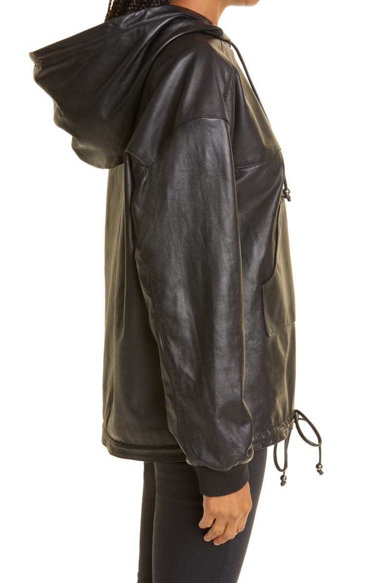 Nicole Miller Leather Hooded Pullover, Alternate, color, 