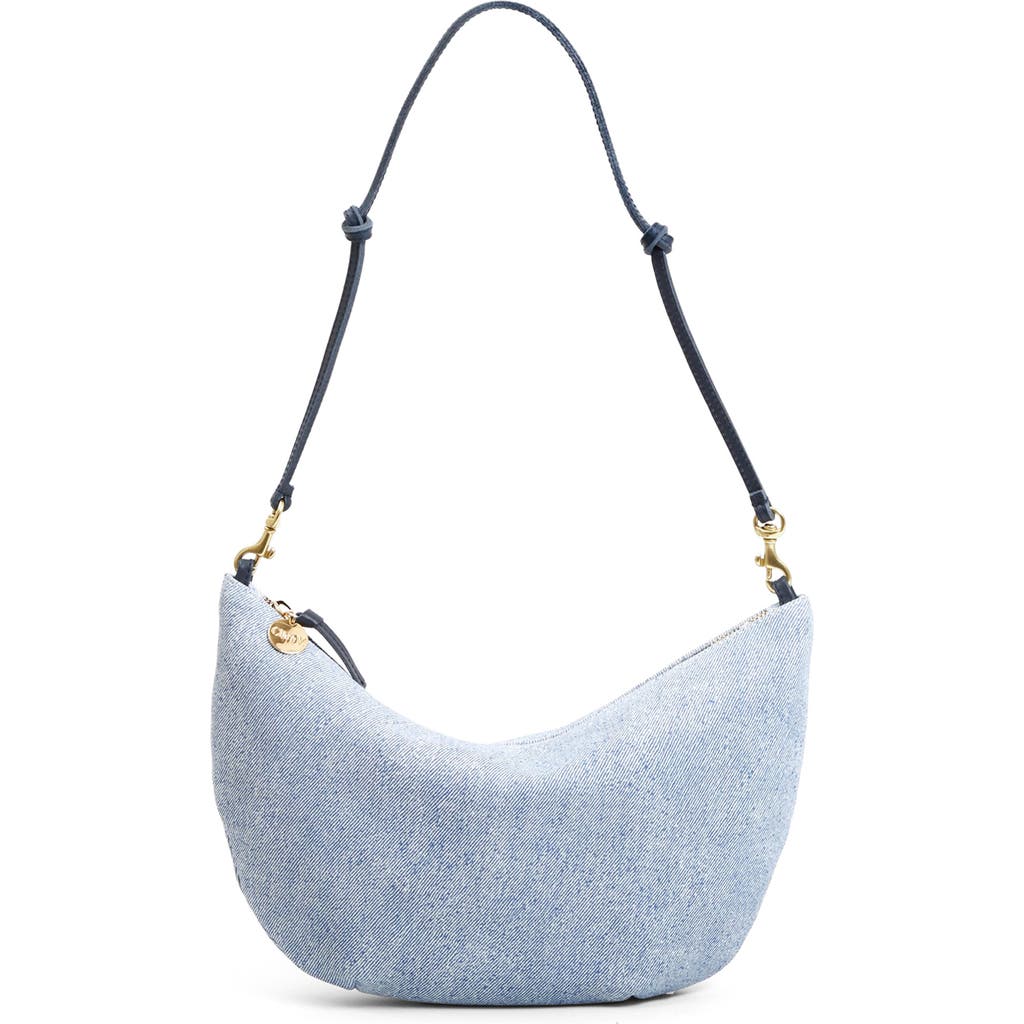 Clare V . Lune Denim Suede Shoulder Bag In Blue