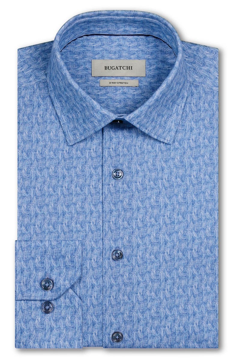 Bugatchi James OoohCotton<sup>®</sup> Geo Print Button-Up Shirt, Alternate, color, Cobalt