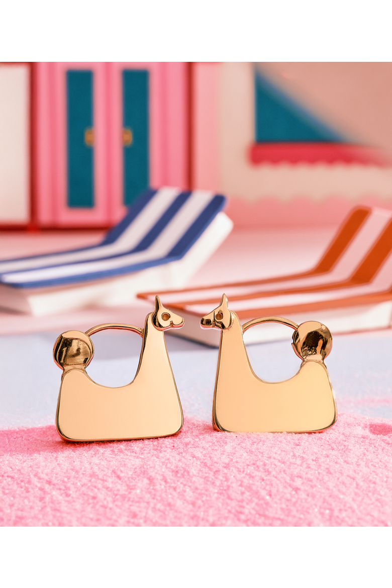 Llama Earrings, Alternate, color, Gold