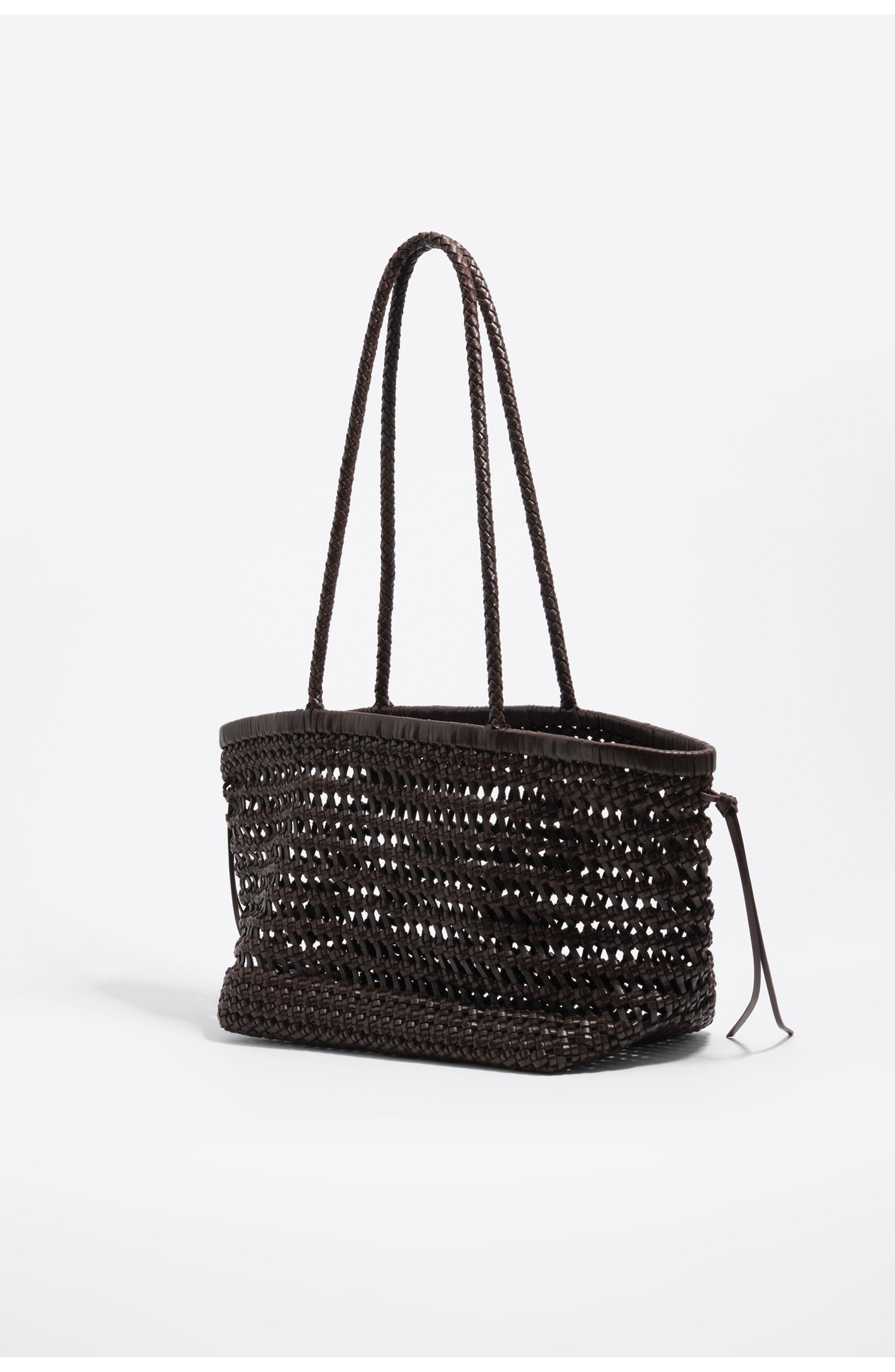 Bimba y Lola Plaited Leather Shopper Bag, Alternate, color, Dark Brown