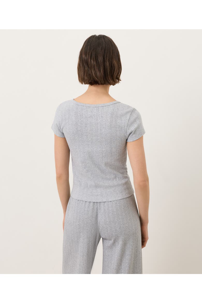 Organic Cotton Pointelle Scoop Neck Tee, Alternate, color, Heather Grey