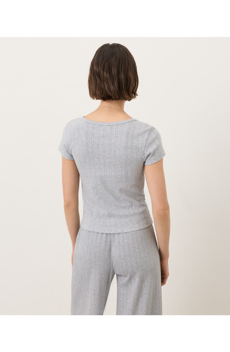 Pact Organic Cotton Pointelle Scoop Neck Tee, Alternate, color, Heather Grey