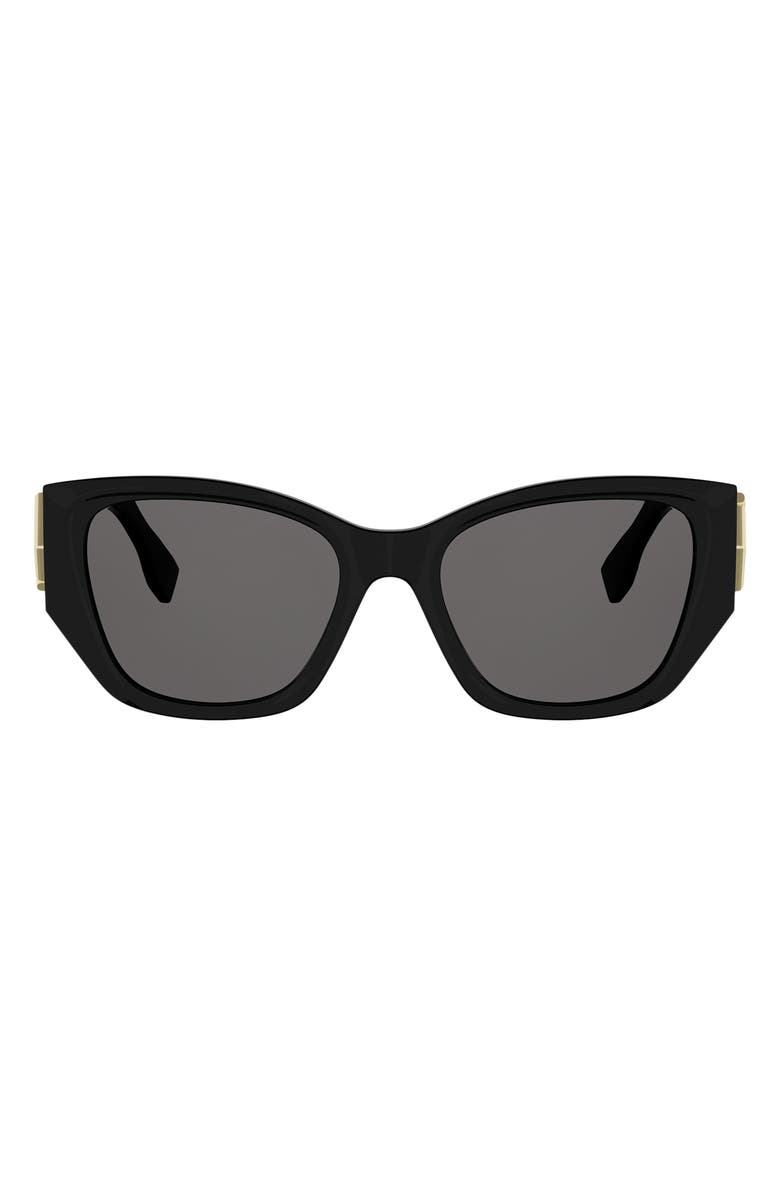 Fendi FF Diamonds 54mm Cat Eye Sunglasses, Main, color, Shiny Black / Smoke