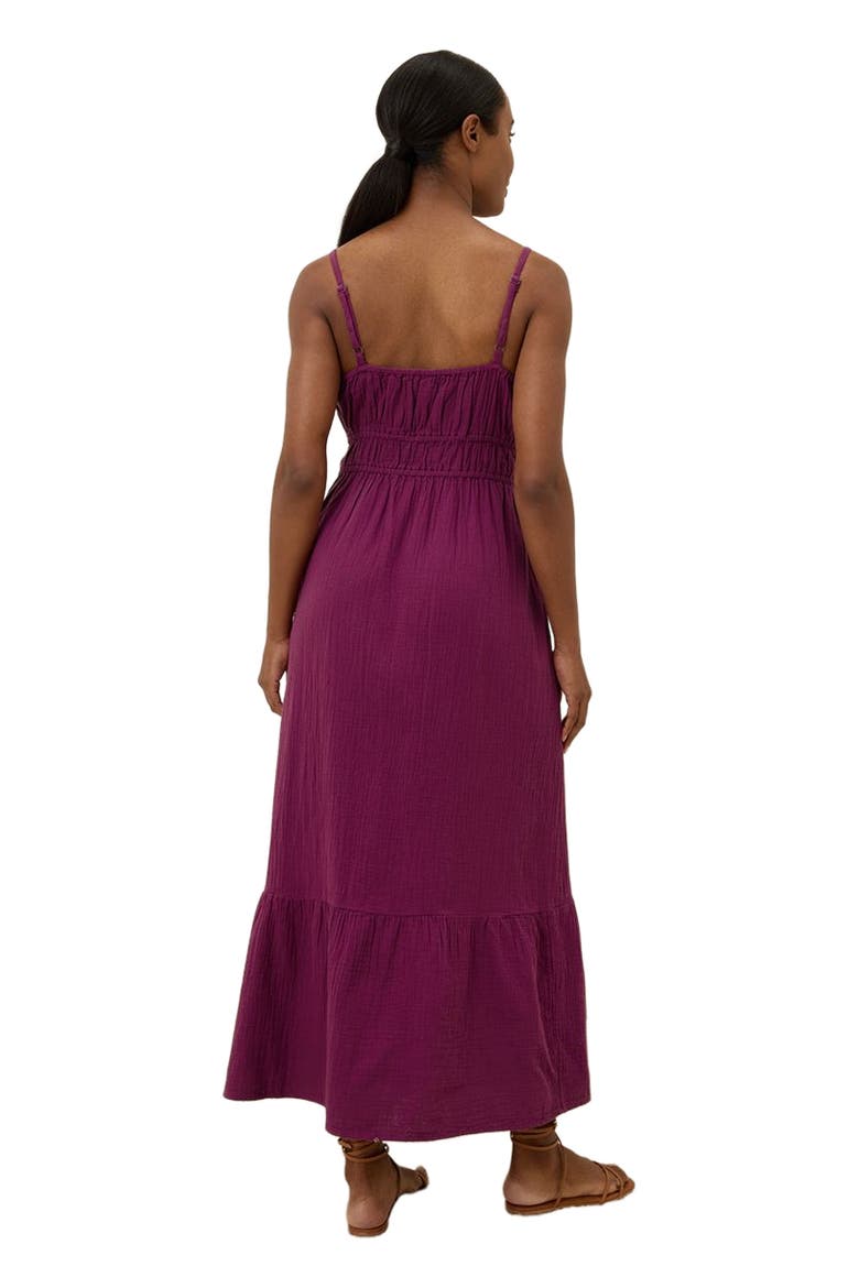 Organic Cotton Coastal Double Gauze Cami Maxi Dress, Alternate, color, Sangria