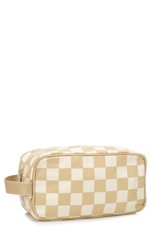 Aloha Collection Checkmate Dopp Kit Toiletry Bag in Creme/Dune 