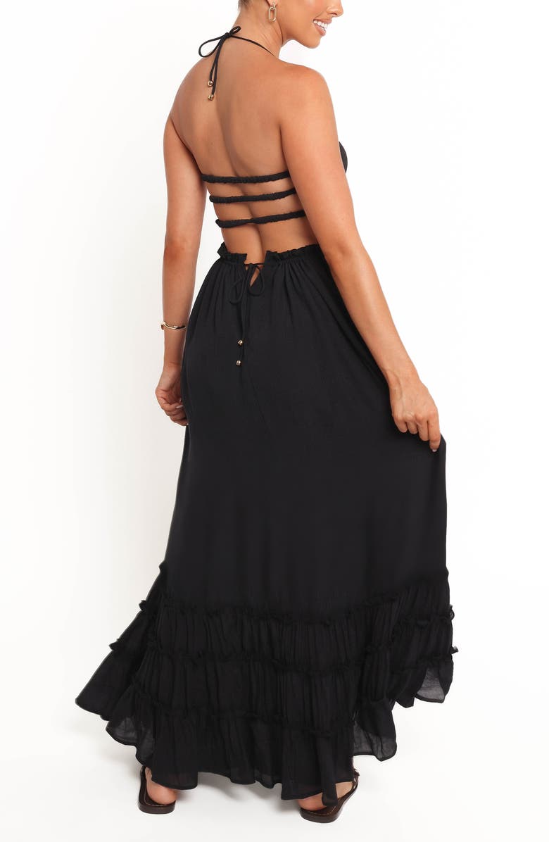 Petal & Pup Lysandra Smocked Halter Maxi Dress, Alternate, color, Black