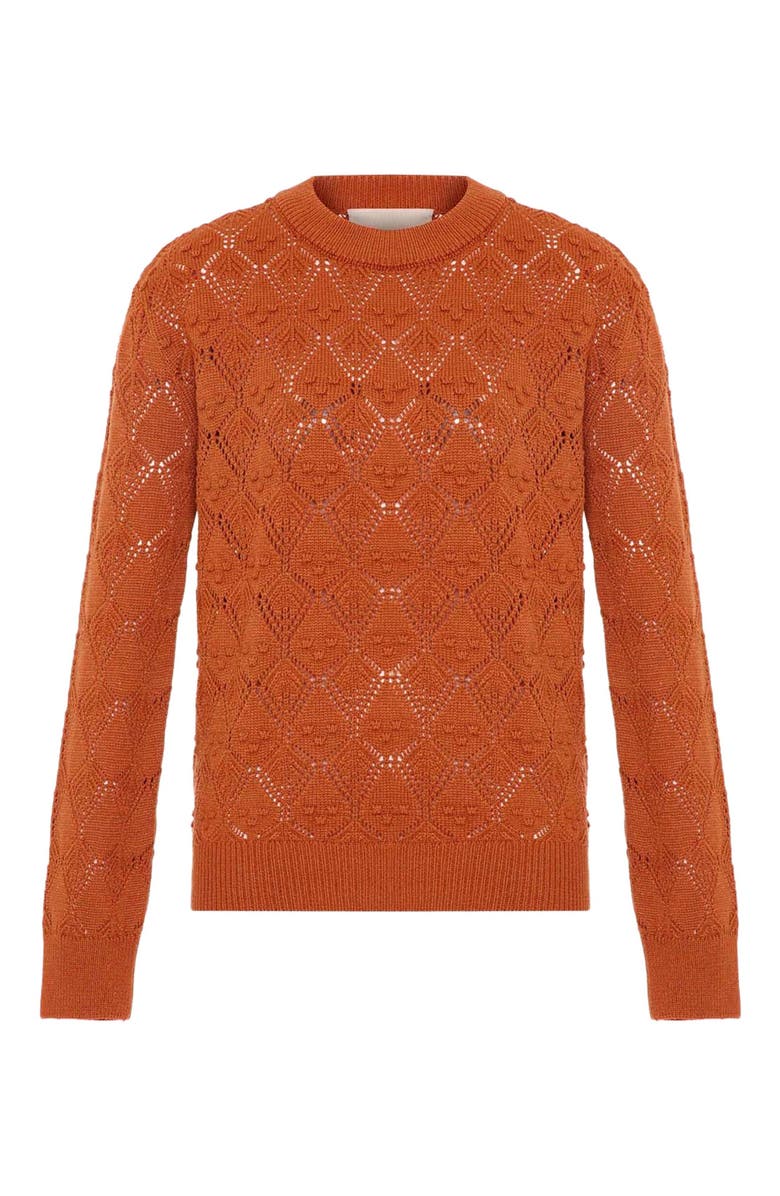 THEO The Label Ersa Pointelle Argyle Pullover, Alternate, color, Amber Sky