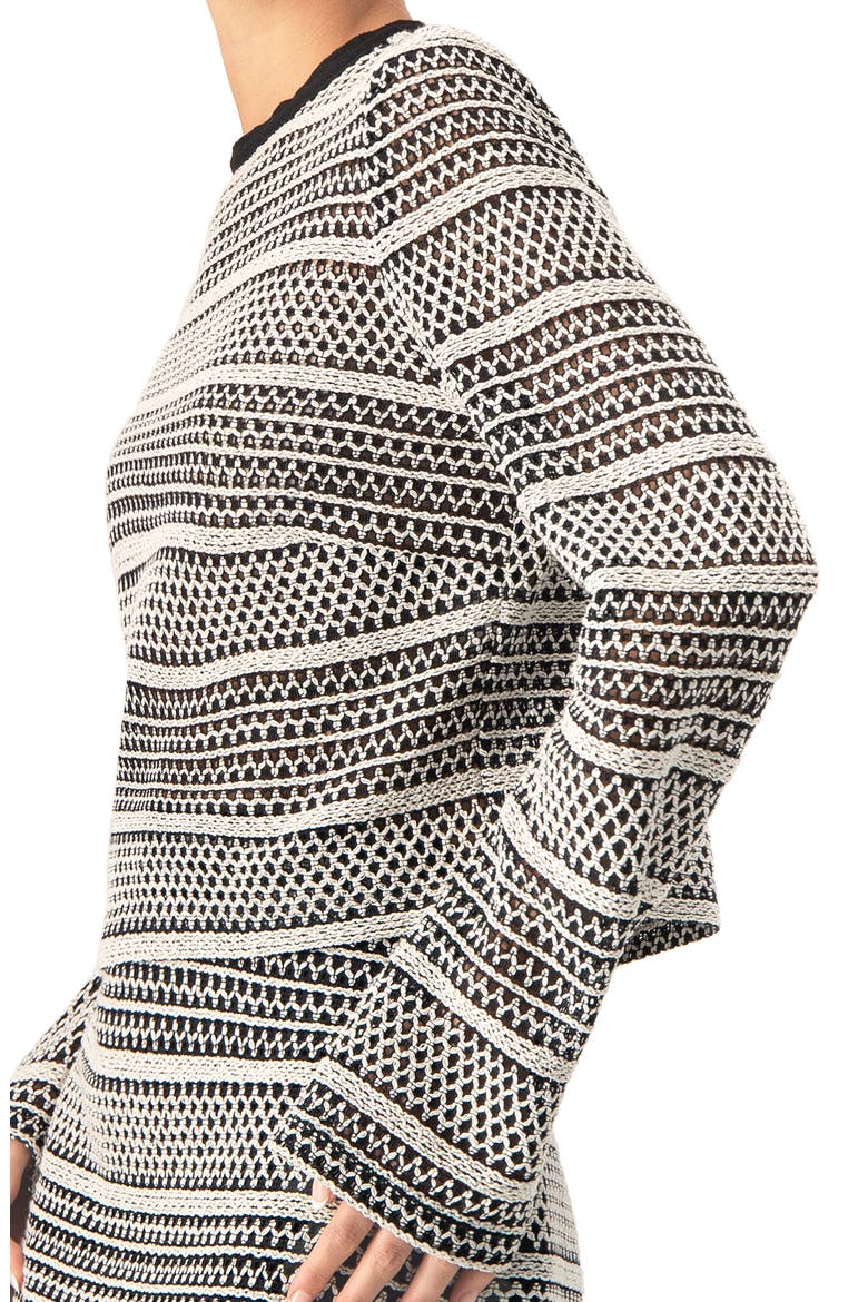Long Sleeve Knit Crop Top, Alternate, color, Black