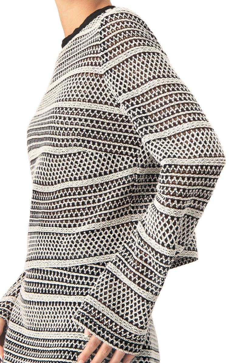 IVONNE Long Sleeve Knit Crop Top, Alternate, color, Black