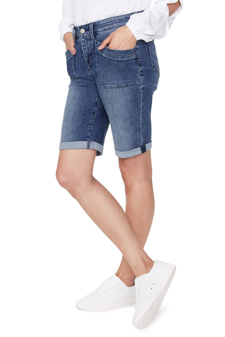Utility Pocket Rolled Cuff Denim Shorts, Alternate, color, CLEAN LAZARO