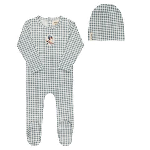 Gingham Owl Collection -  Footie + Beanie