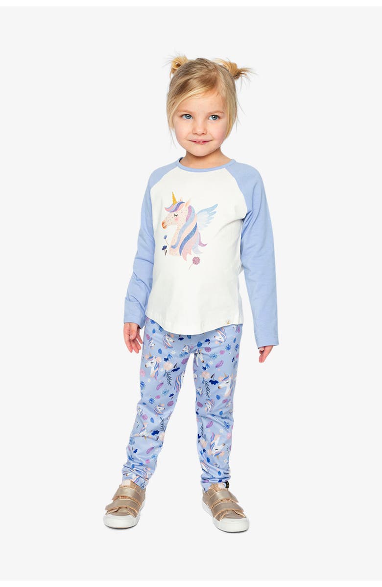Deux par Deux Winged Glitter Contrast Raglan Organic Cotton Crew Neck T-Shirt, Alternate, color,