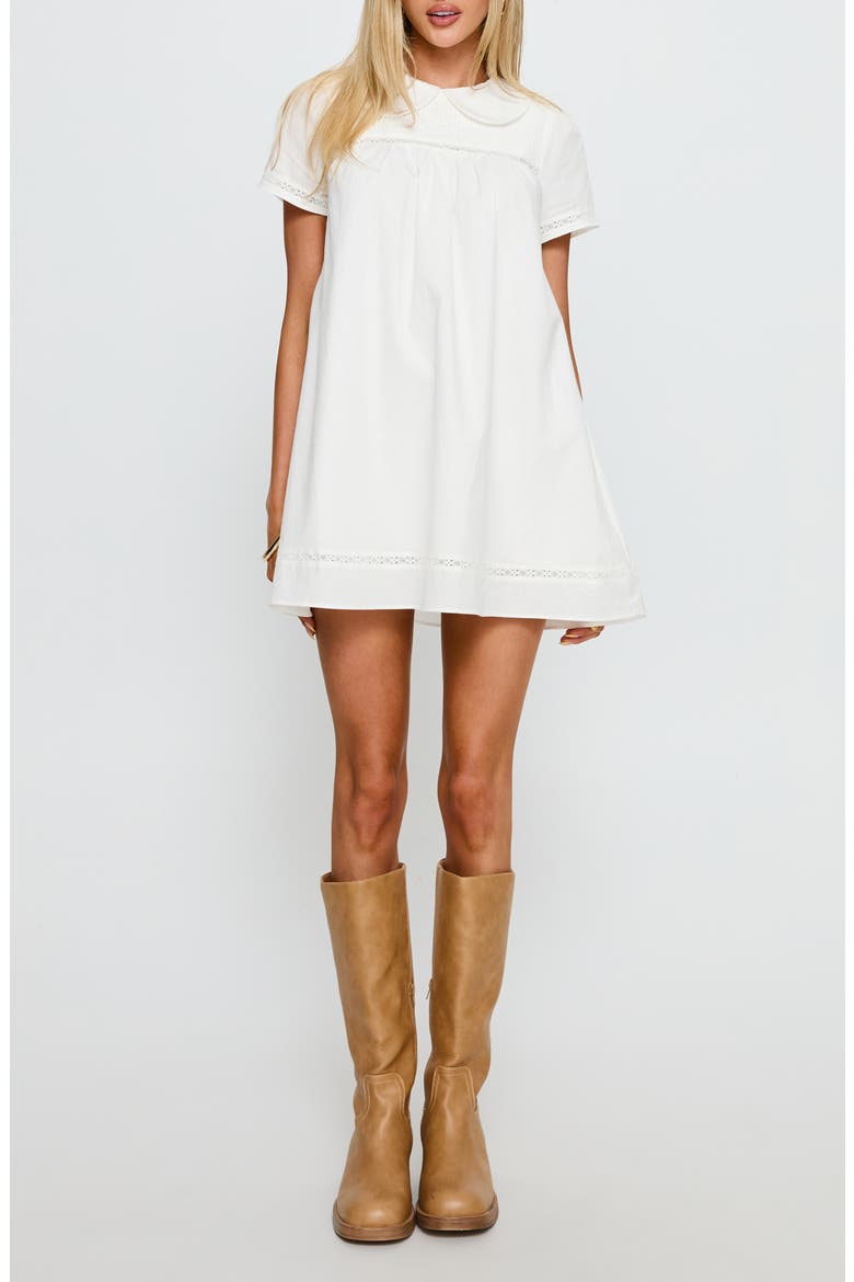 Bethanne Lace Detail Cotton Babydoll Minidress, Main, color, WHITE