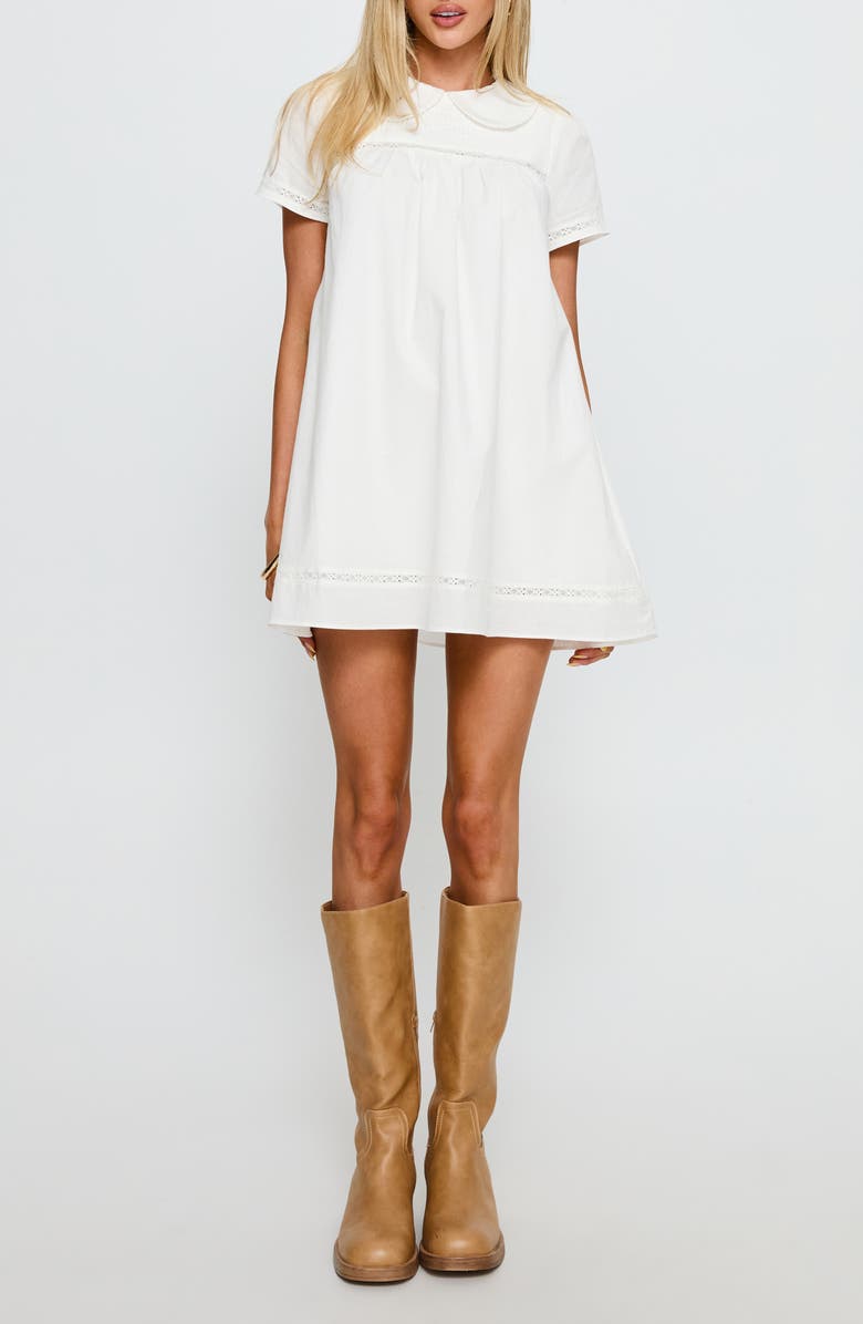 Princess Polly Bethanne Lace Detail Cotton Babydoll Minidress, Main, color, 