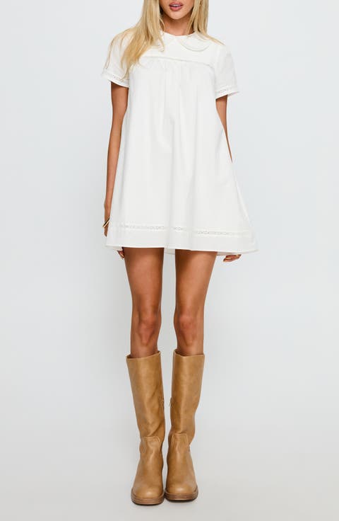 Bethanne Lace Detail Cotton Babydoll Minidress