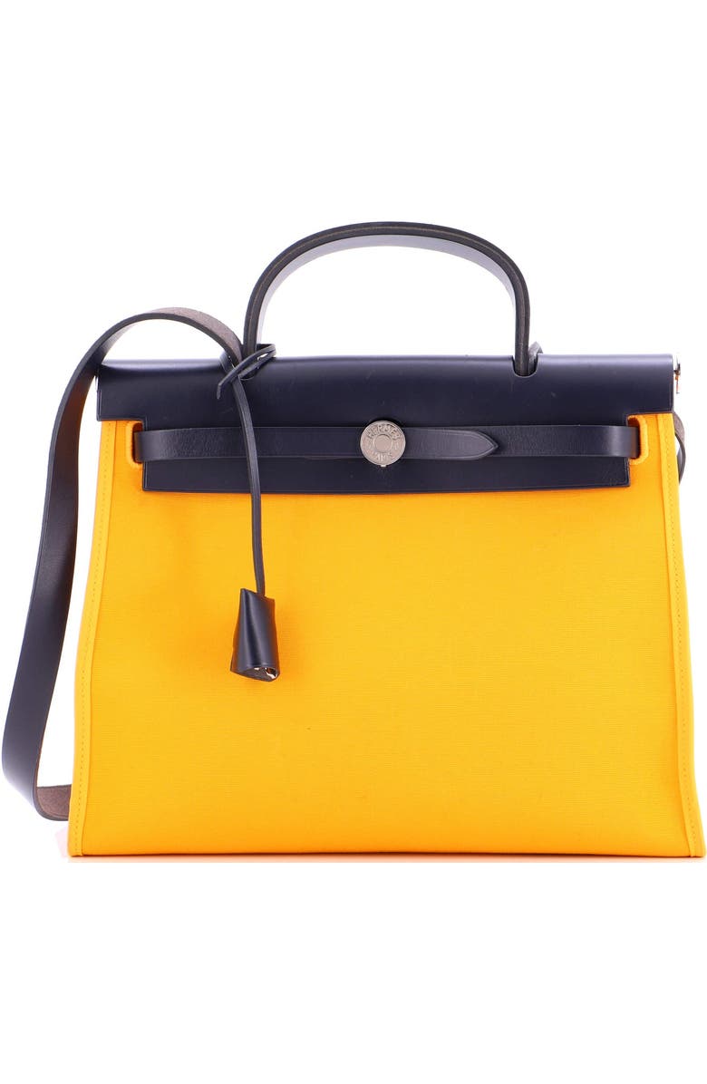 Pre-Owned Hermes Herbag Zip Leather and Toile 31, Main, color, Jaune D'or